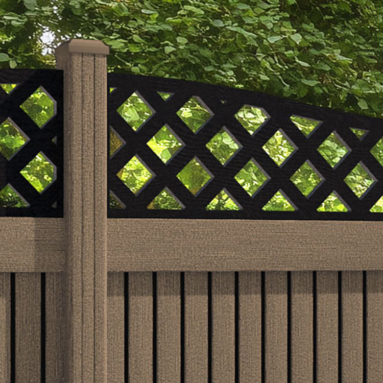 Virtis Low Wave Fence Panel - Teak - with our composite posts