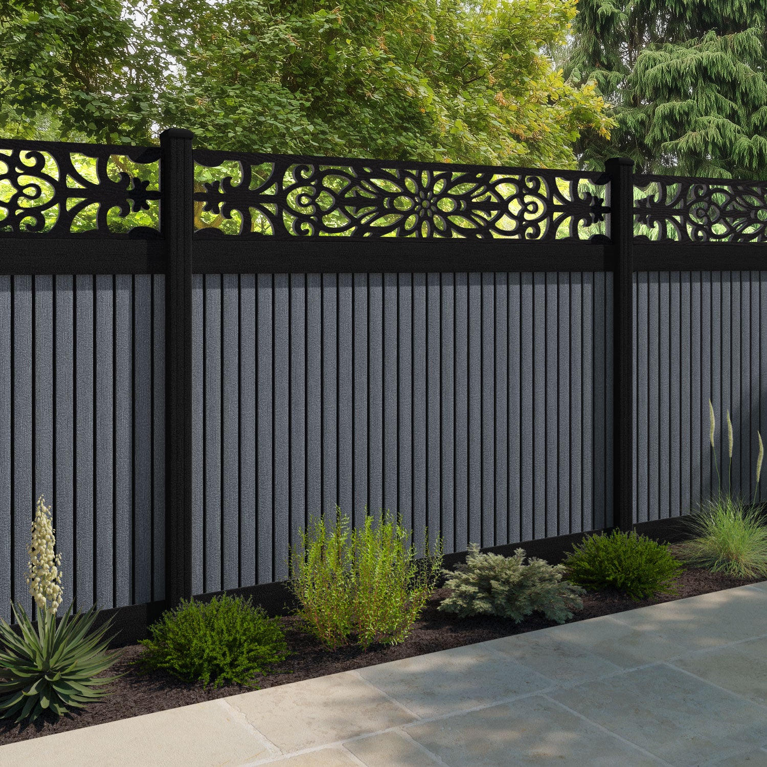 Virtis Windsor Fence Panel - Anthracite - with our composite posts