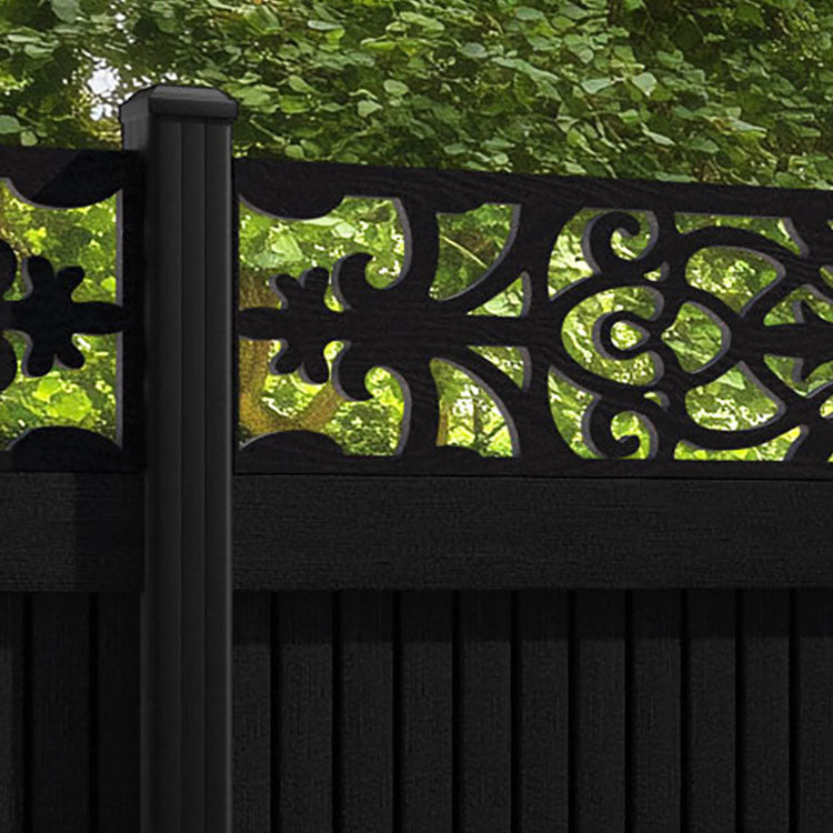 Virtis Windsor Fence Panel - Black - with our aluminium posts