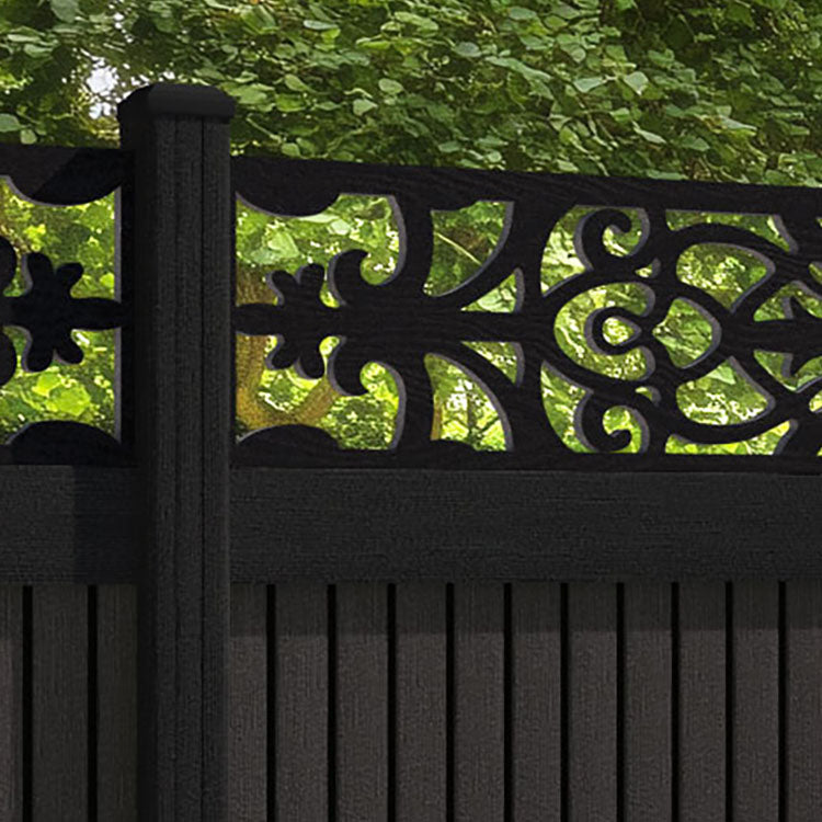 Virtis Windsor Fence Panel - Dark Oak - with our aluminium posts