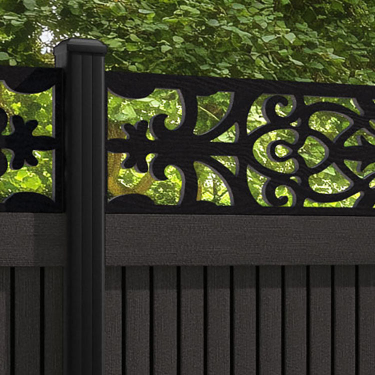 Virtis Windsor Fence Panel - Dark Oak - with our aluminium posts