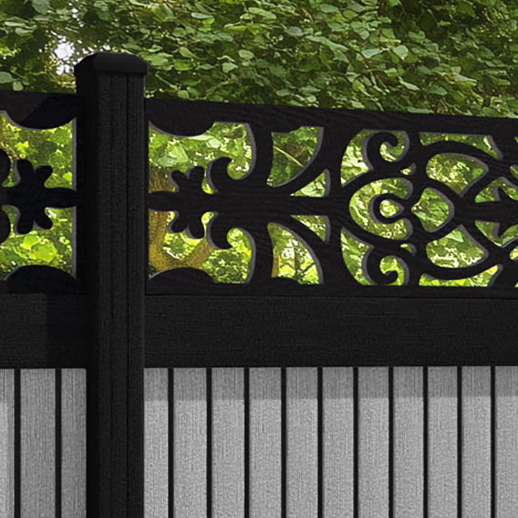 Virtis Windsor Fence Panel - Light Grey - with our aluminium posts