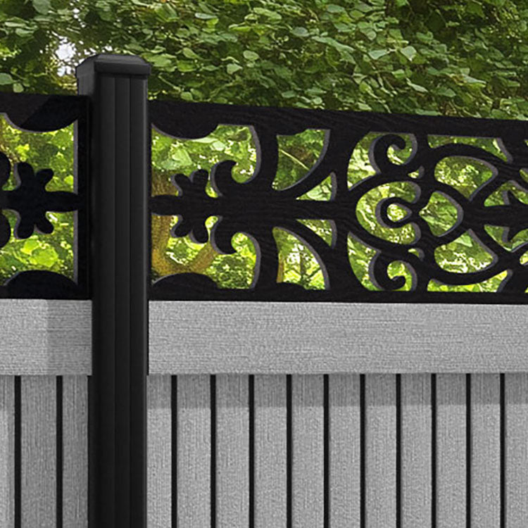 Virtis Windsor Fence Panel - Light Grey - with our aluminium posts