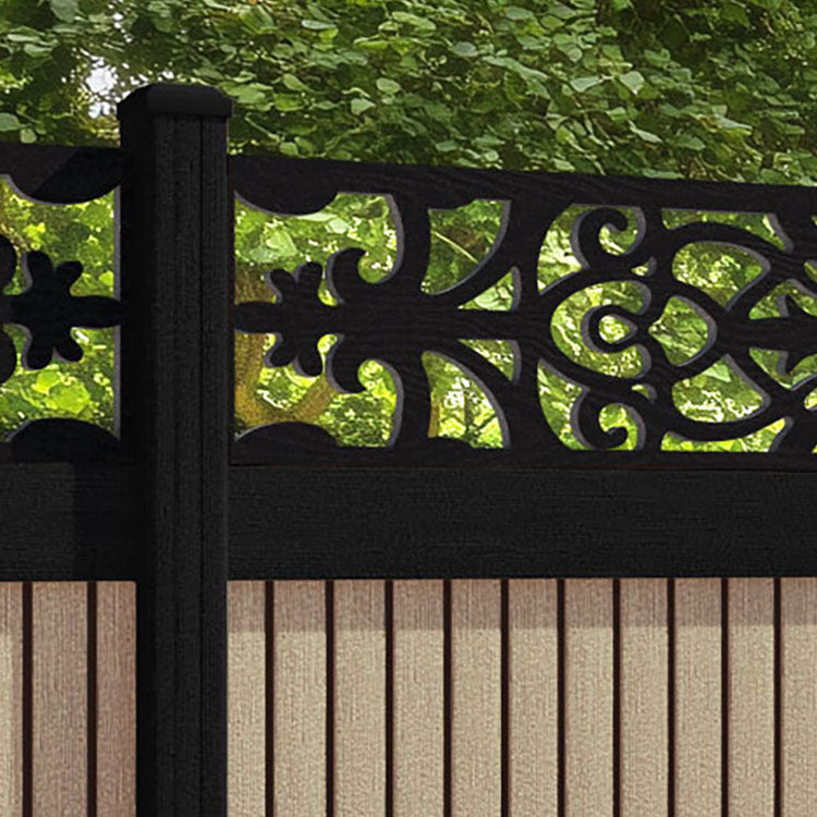 Virtis Windsor Fence Panel - Light Oak - with our aluminium posts
