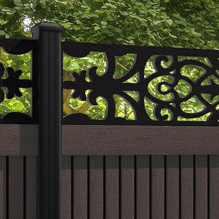 Virtis Windsor Fence Panel - Mid Brown - with our aluminium posts