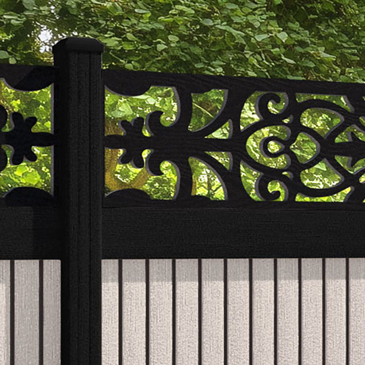 Virtis Windsor Fence Panel - Mid Stone - with our aluminium posts