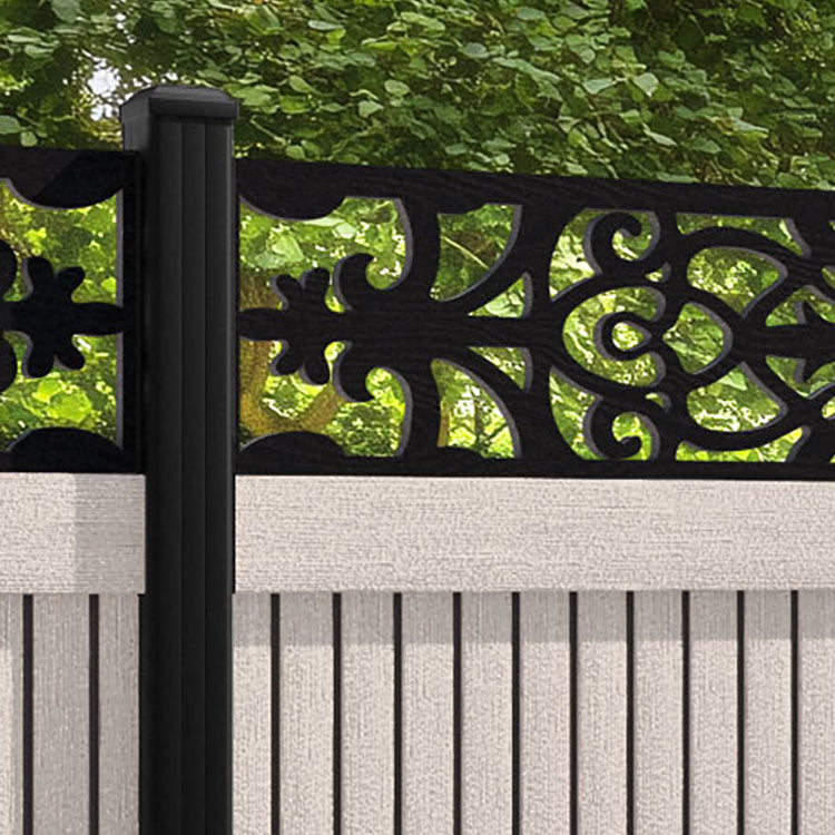 Virtis Windsor Fence Panel - Mid Stone - with our aluminium posts