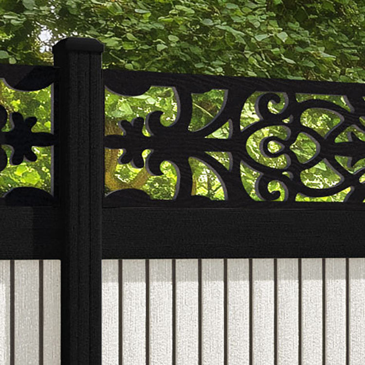 Virtis Windsor Fence Panel - Light Stone - with our aluminium posts