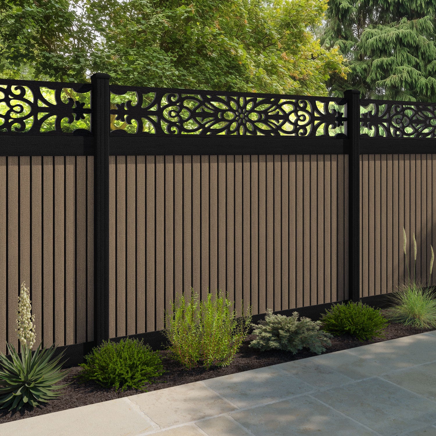 Virtis Windsor Fence Panel - Teak - with our composite posts