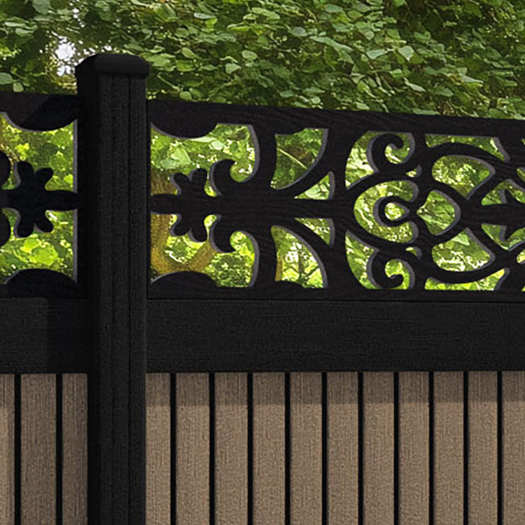Virtis Windsor Fence Panel - Teak - with our aluminium posts