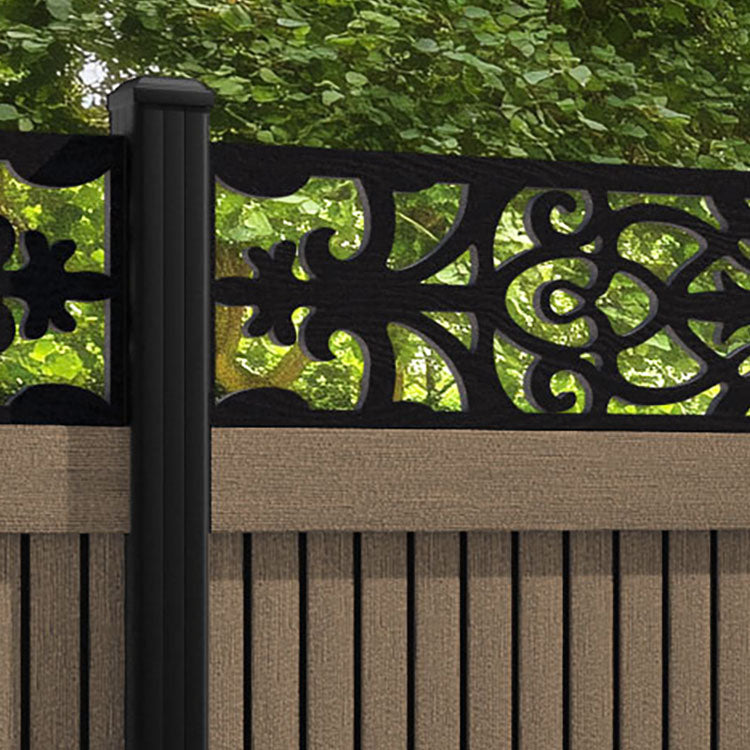 Virtis Windsor Fence Panel - Teak - with our aluminium posts