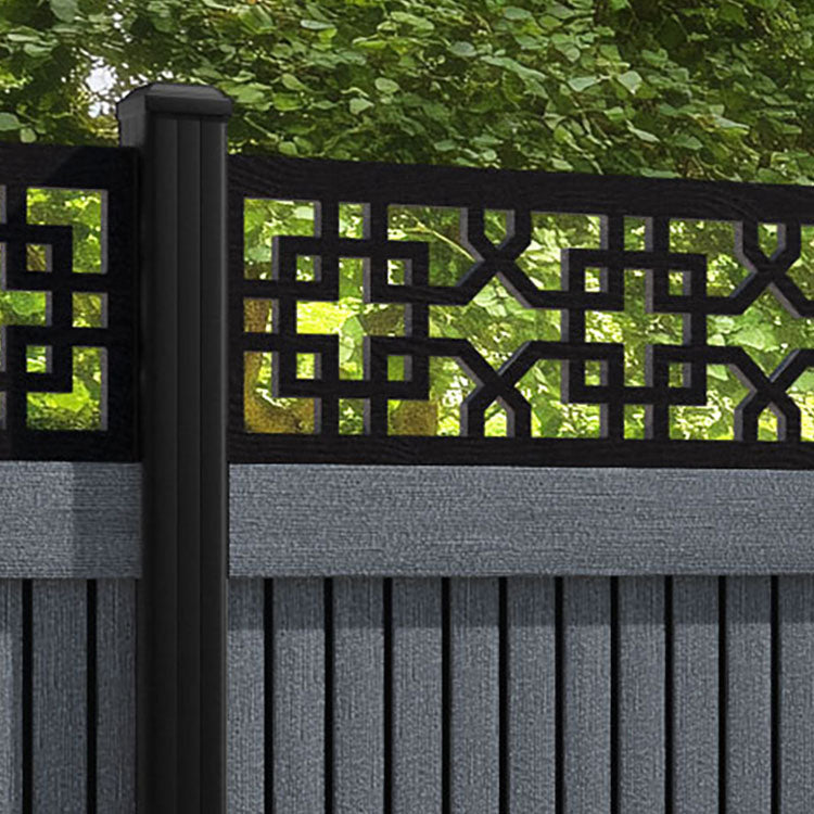 Virtis Zaria Fence Panel - Anthracite - with our aluminium posts