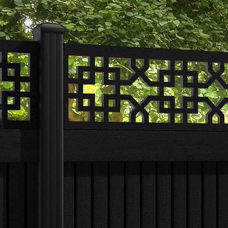 Virtis Zaria Fence Panel - Black - with our aluminium posts