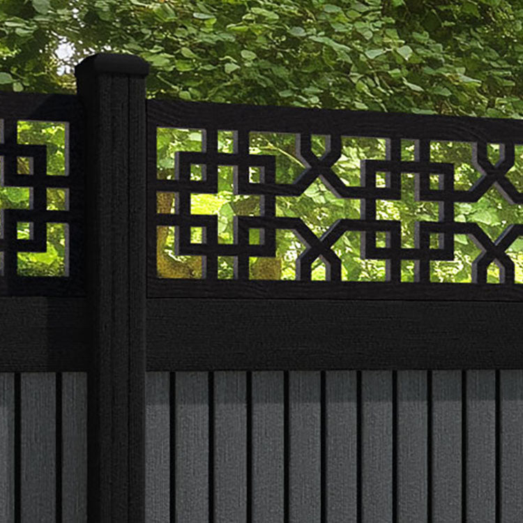 Virtis Zaria Fence Panel - Dark Grey - with our composite posts