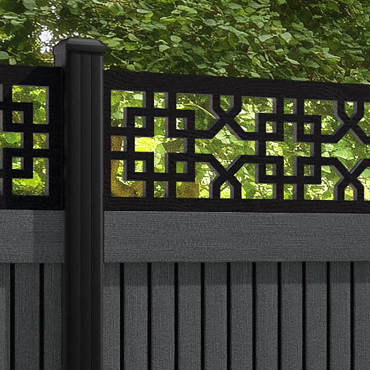 Virtis Zaria Fence Panel - Dark Grey - with our aluminium posts