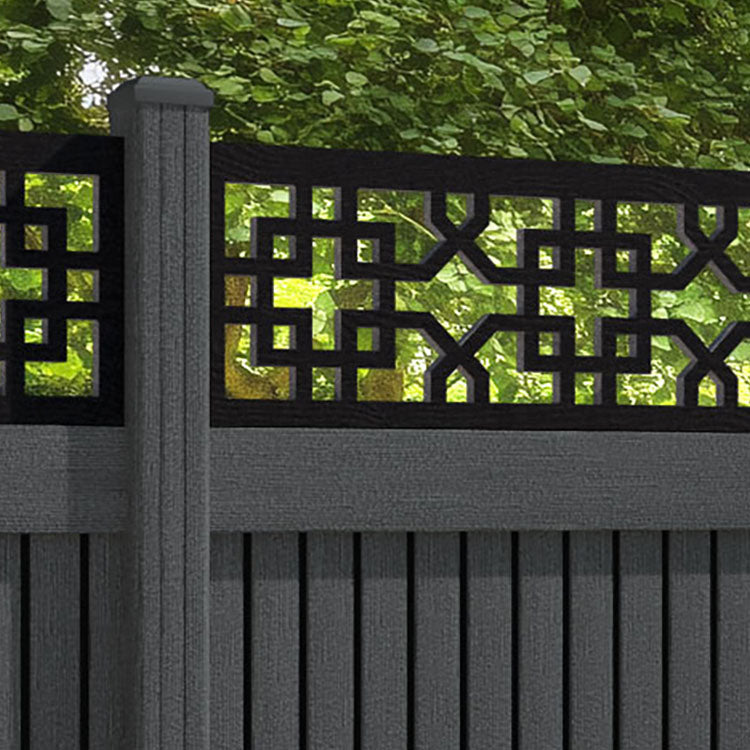 Virtis Zaria Fence Panel - Dark Grey - with our composite posts