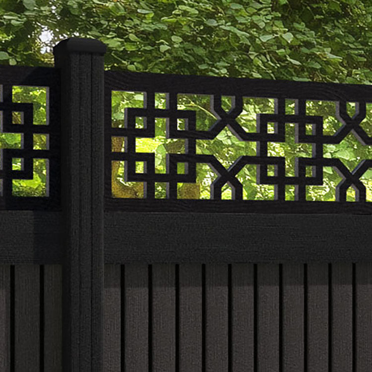 Virtis Zaria Fence Panel - Dark Oak - with our composite posts