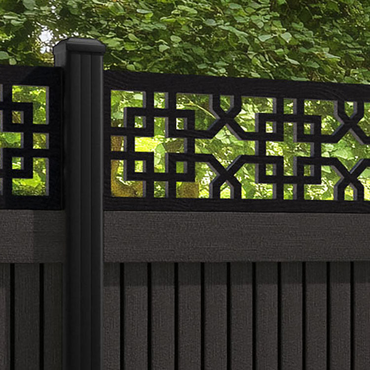 Virtis Zaria Fence Panel - Dark Oak - with our aluminium posts