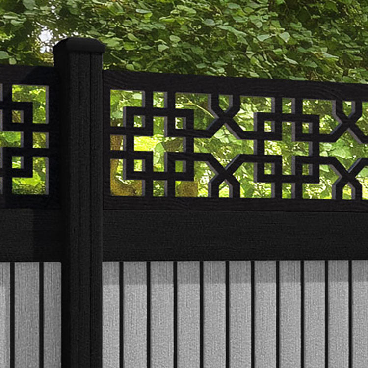 Virtis Zaria Fence Panel - Light Grey - with our composite posts