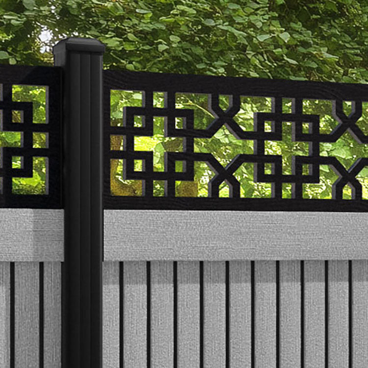 Virtis Zaria Fence Panel - Light Grey - with our aluminium posts