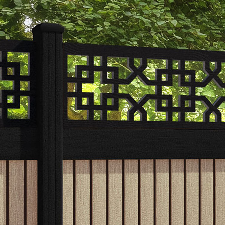 Virtis Zaria Fence Panel - Light Oak - with our aluminium posts