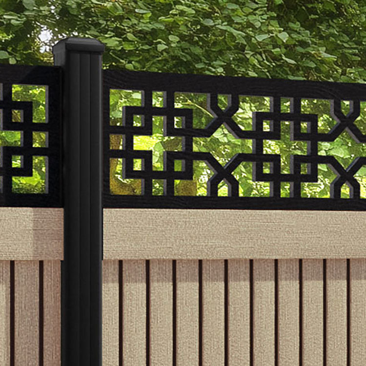 Virtis Zaria Fence Panel - Light Oak - with our aluminium posts
