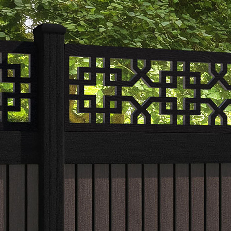 Virtis Zaria Fence Panel - Mid Brown - with our composite posts