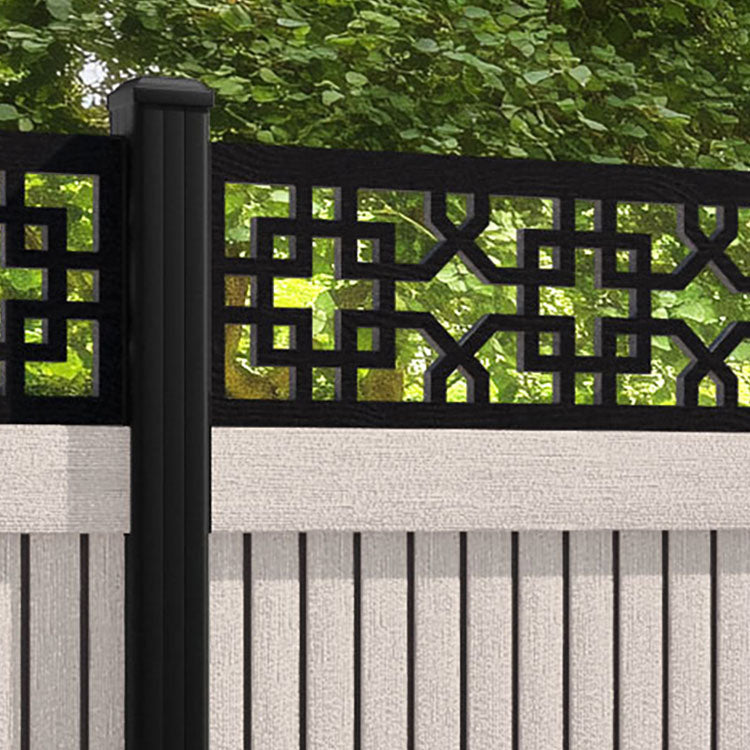 Virtis Zaria Fence Panel - Mid Stone - with our aluminium posts