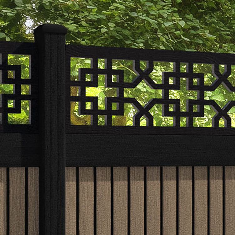 Virtis Zaria Fence Panel - Teak - with our aluminium posts