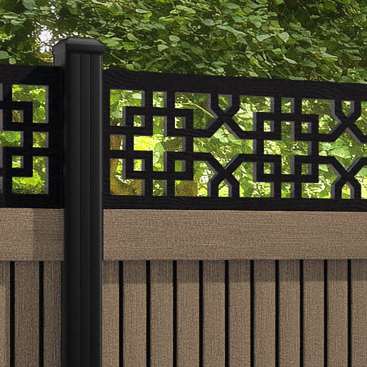 Virtis Zaria Fence Panel - Teak - with our aluminium posts