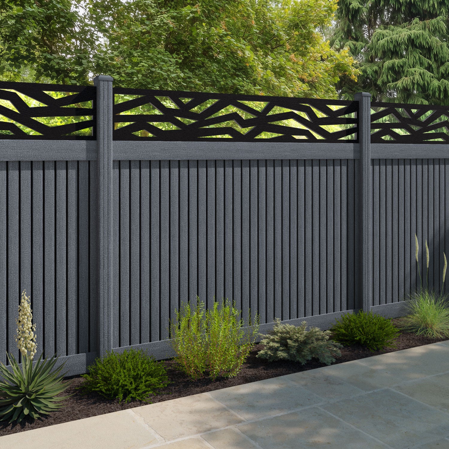 Virtis Zenith Fence Panel - Anthracite - with our composite posts