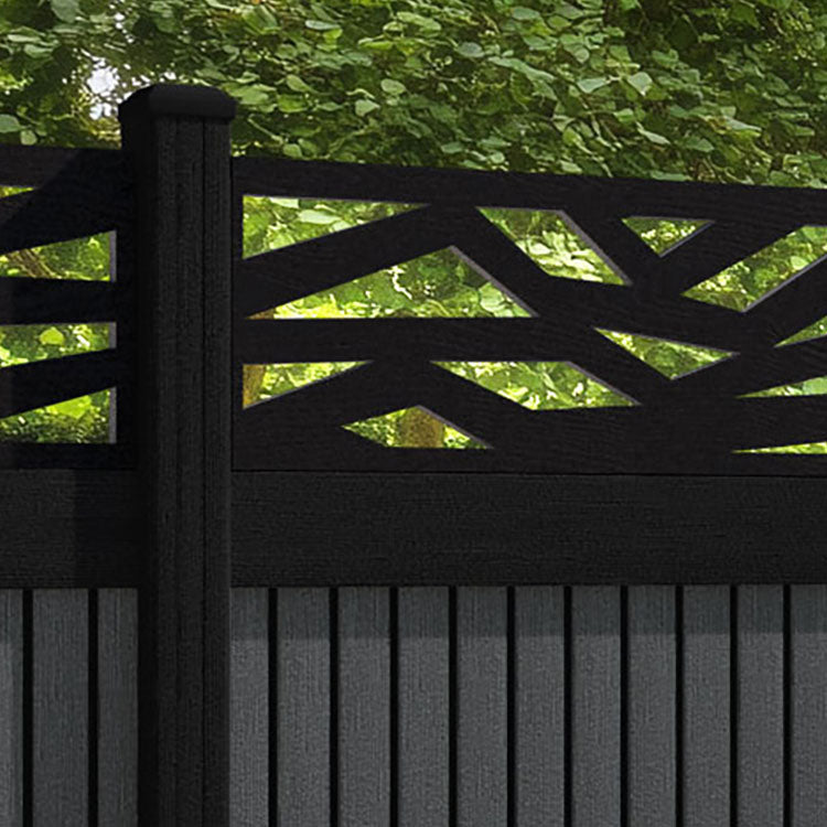 Virtis Zenith Fence Panel - Dark Grey - with our aluminium posts