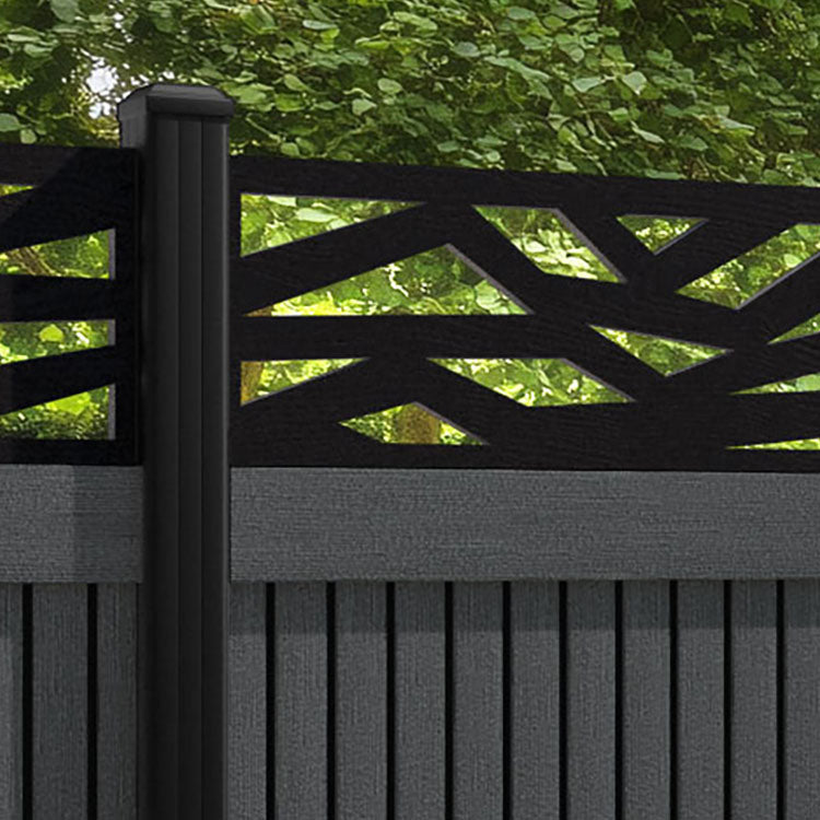 Virtis Zenith Fence Panel - Dark Grey - with our aluminium posts