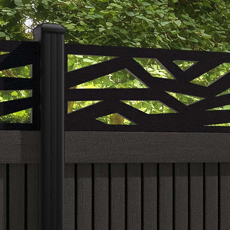Virtis Zenith Fence Panel - Dark Oak - with our aluminium posts