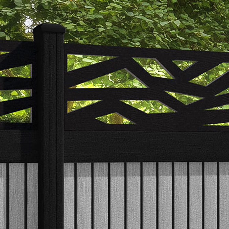 Virtis Zenith Fence Panel - Light Grey - with our aluminium posts