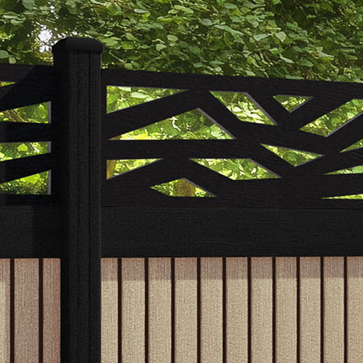 Virtis Zenith Fence Panel - Light Oak - with our aluminium posts