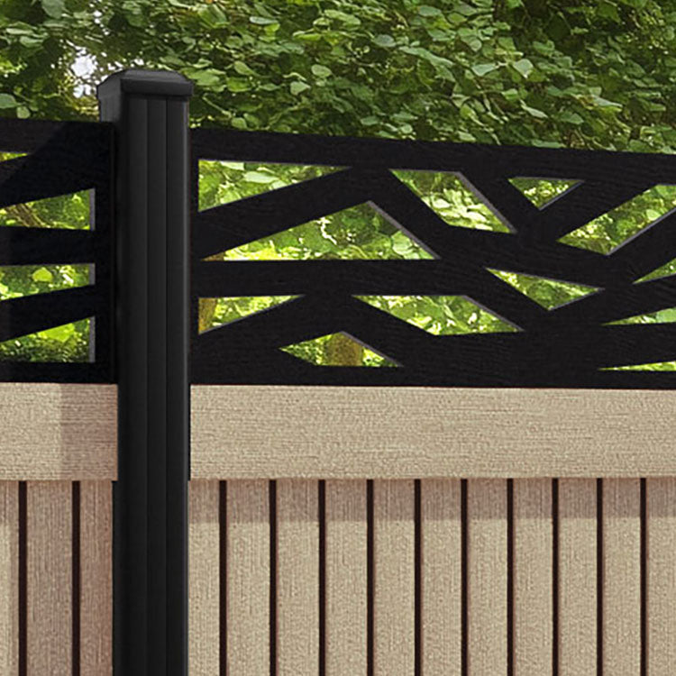 Virtis Zenith Fence Panel - Light Oak - with our aluminium posts