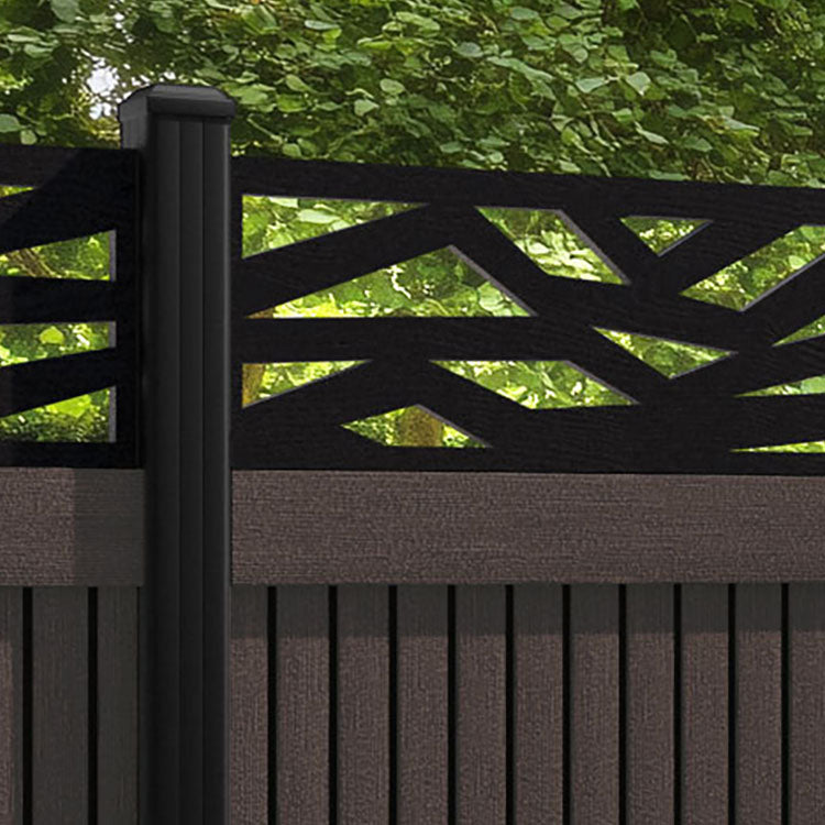 Virtis Zenith Fence Panel - Mid Brown - with our aluminium posts