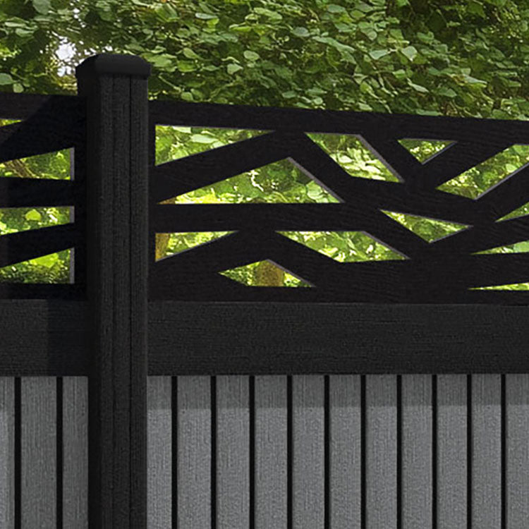 Virtis Zenith Fence Panel - Mid Grey - with our aluminium posts