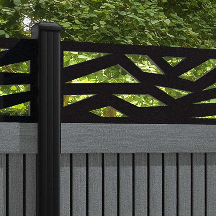 Virtis Zenith Fence Panel - Mid Grey - with our aluminium posts