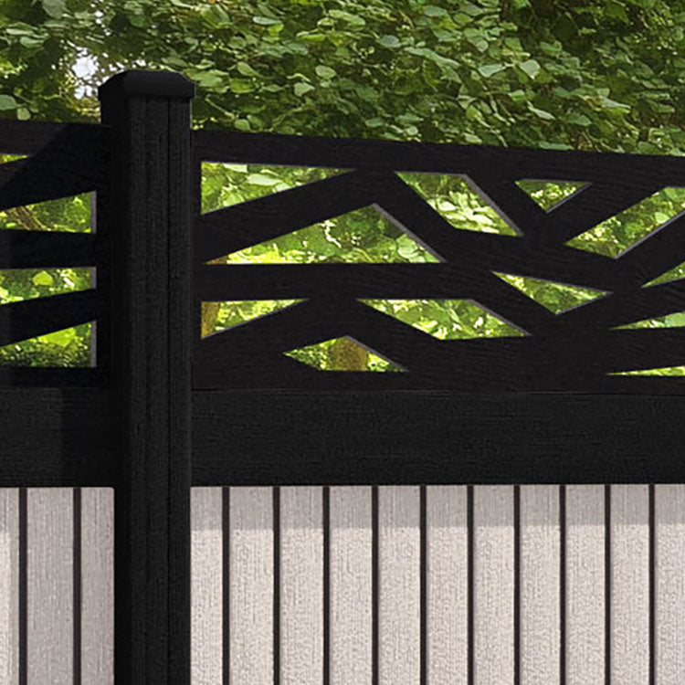 Virtis Zenith Fence Panel - Mid Stone - with our aluminium posts