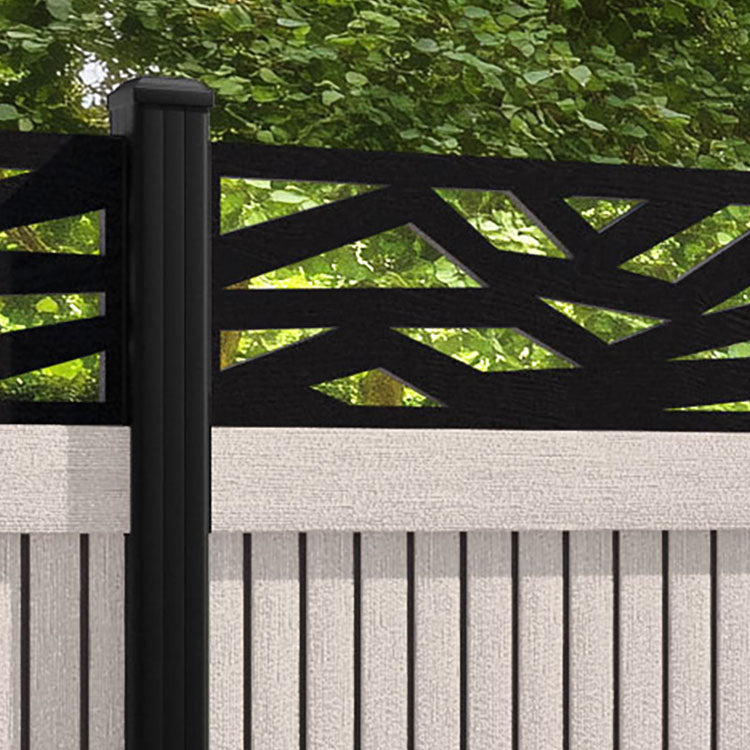 Virtis Zenith Fence Panel - Mid Stone - with our aluminium posts