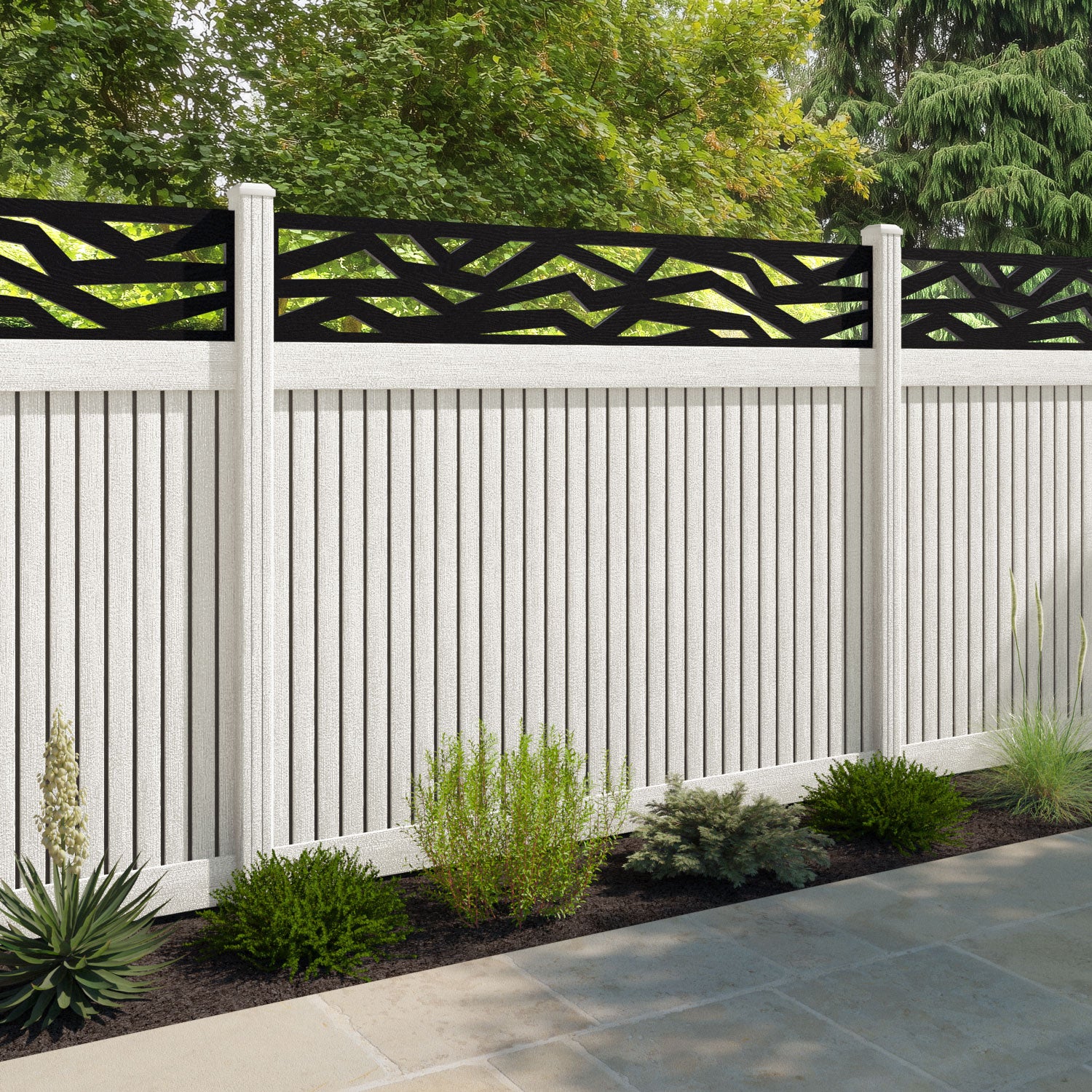 Virtis Zenith Fence Panel - Light Stone - with our composite posts
