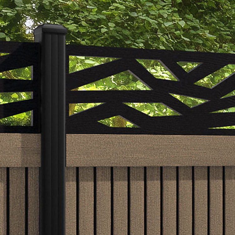 Virtis Zenith Fence Panel - Teak - with our aluminium posts
