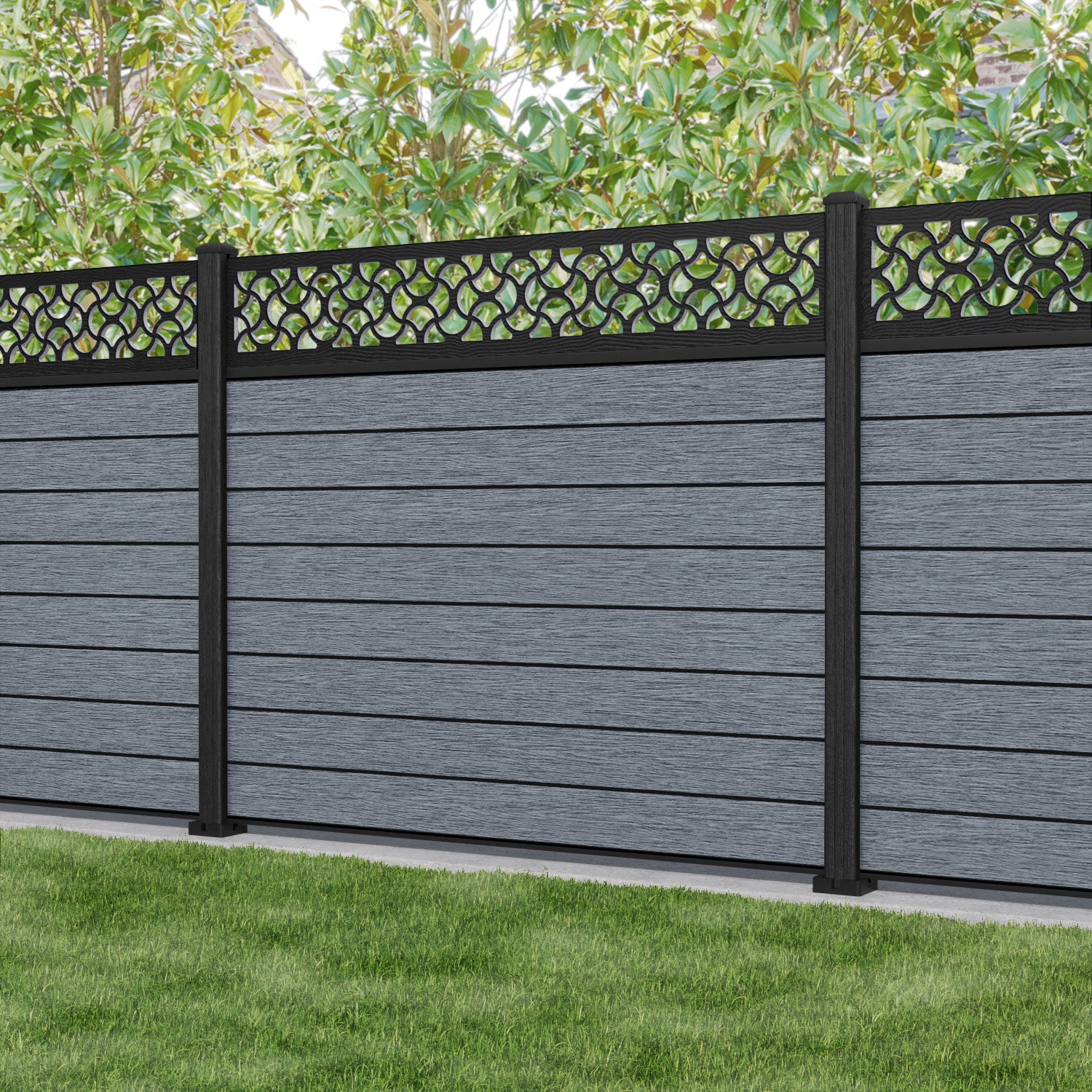Fusion Vida Fence Panel - Anthracite - with our composite posts