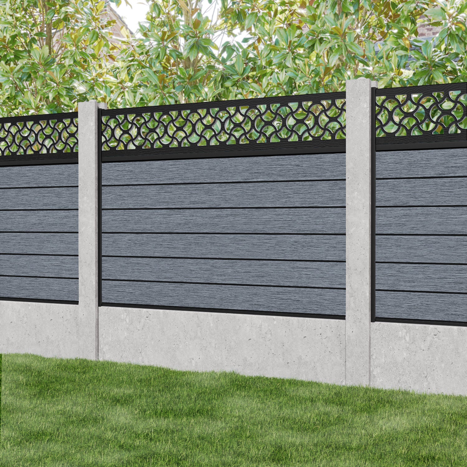 Fusion Vida Fence Panel - Anthracite - for existing concrete posts
