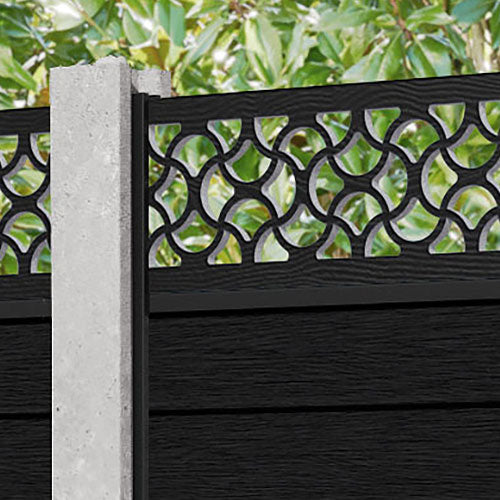 Fusion Vida Fence Panel - Black - for existing concrete posts