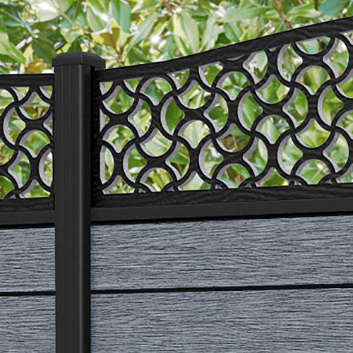 Fusion Vida Curved Top Fence Panel - Anthracite - with our aluminium posts