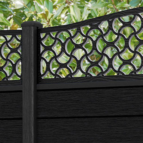 Fusion Vida Curved Top Fence Panel - Black - with our composite posts