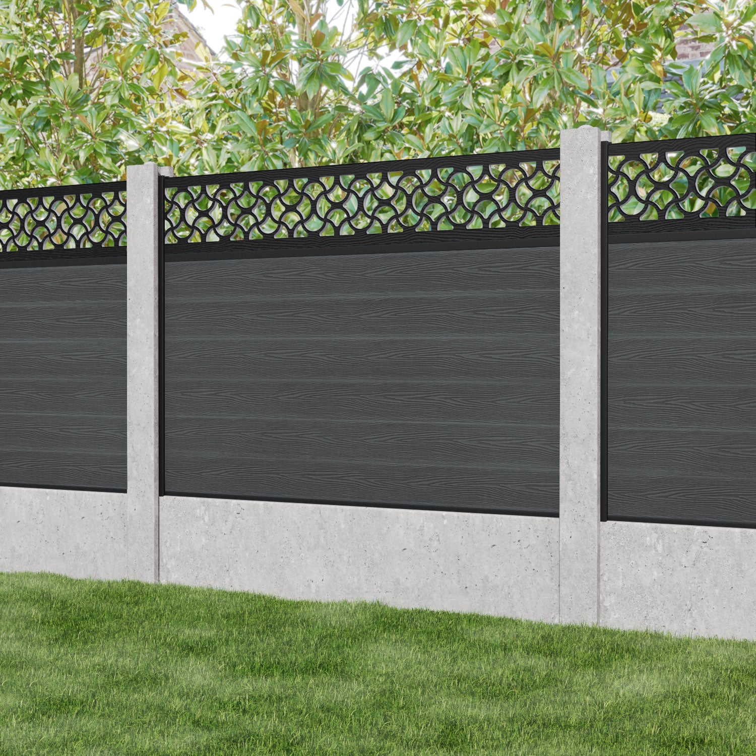 Classic Vida Fence Panel - Dark Grey - for existing concrete posts